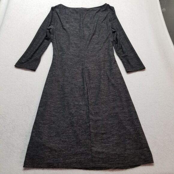 Chaps L Dress Gray 3/4 Sleeve Stretch Ruched Lined Career Office Classic Preppy - Picture 9 of 10